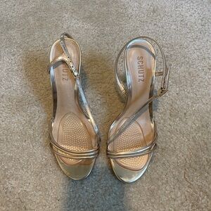 SCHUTZ Rose Gold Strappy Slingback Heels